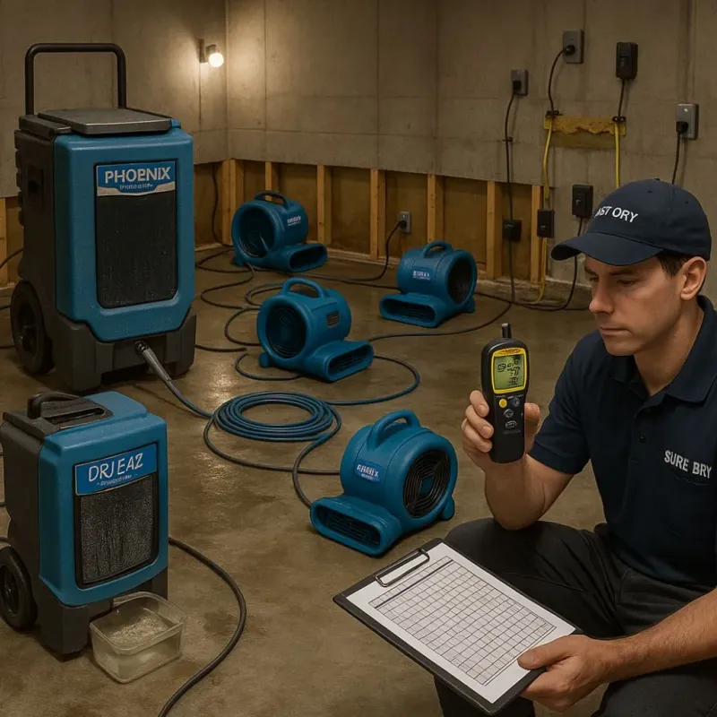 Structural Drying and Dehumidification process in Uvalde Estates, TX